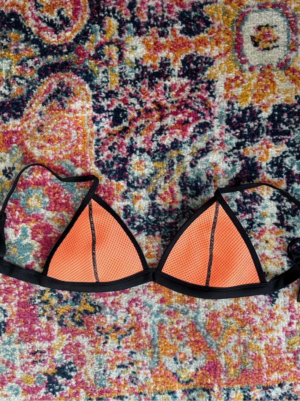triangl swimwear Orange Triangle Bikini Top with Black Trim